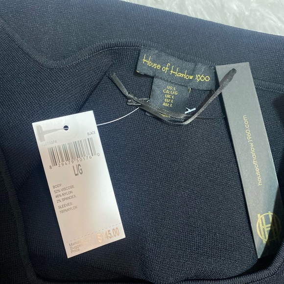 House of Harlow 1960 Sheer Puff Sleeves Black Size Large NWT - Picture 4 of 6